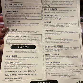 Menu for Glueks Restaurant & Bar in Minneapolis, MN